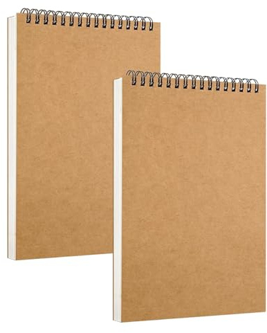 2Pcs Sketchbooks, A3 Hardback Sketch Book, Total 60 Sheets/120 Pages,160GSM Thick Paper, Spiral Bound Sketch Pad, Drawing Pad for Artists Children Adults(27.9 * 21cm) (Brown)