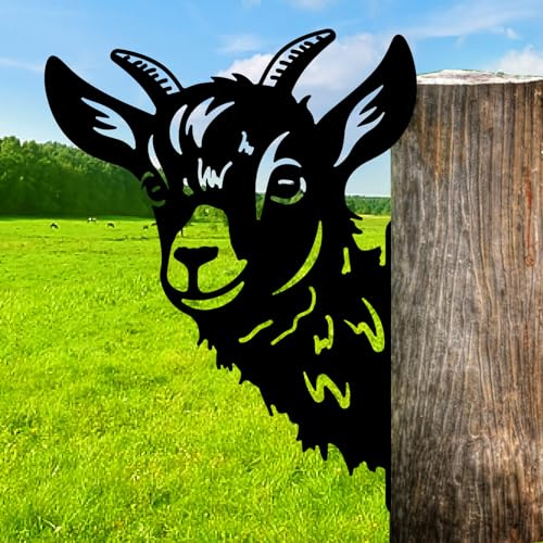 CREATCABIN Metal Goat Wall Decor Animal Silhouette Wall Art Black Iron Rustic Sheep Farm Garden Fence Decoration Sign Cutout Hanging Ornament for Home Office Living Room Outdoor Indoor 11.8 x 9.7 Inch
