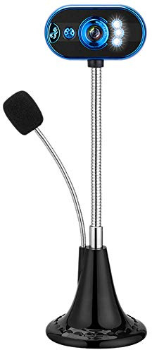 Webcam USB HD avec microphone - Grand angle de vue de 360 degrés pour PC, ordinateur portable et ordinateur de bureau