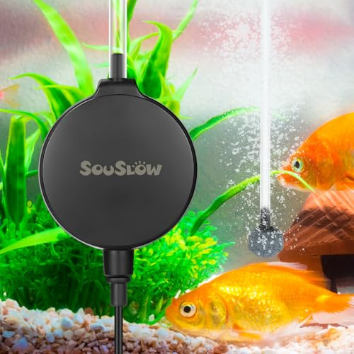 SOUSLOW Aquarium Luftpumpe, Mini Aquarium Sauerstoff Luftpumpe mit Blasenstein und Rückschlagventil, Fish Tank Kit 1.3W, 450ml/h