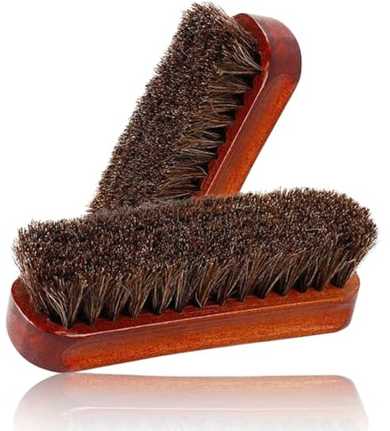 2 PCS Shoe Brush, Shoe Cleaning Brush, Premium Horsehair Polish Brushes for Boots, Shoes, Car Seats