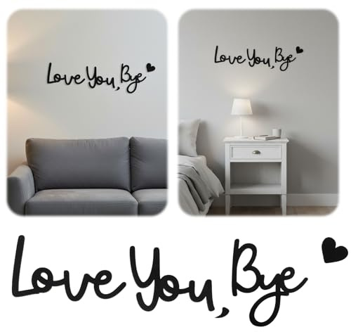 Love You Bye Above Door Sign, Wood Black Letter Sign Modern Wall Art Decoration for Hallway and Stairs Entryway House Office Romantic Home Decorations Express Love and Warm