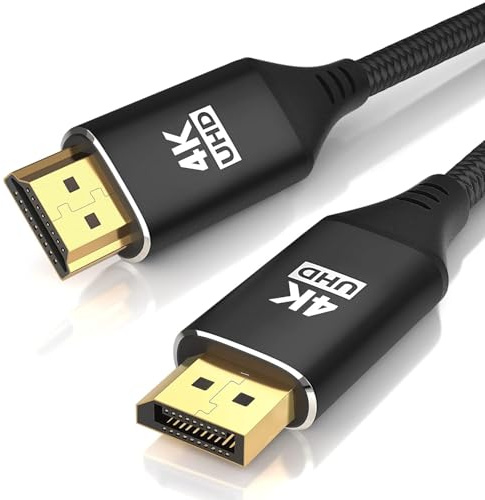 Cavo 4K 60Hz HDMI a DisplayPort 1,5 m [4K a 60Hz, 18Gbps] intrecciato, unidirezionale placcato oro, per collegare PS5/laptop a monitor/proiettore DisplayPort per giocatori e lavoratori remoti
