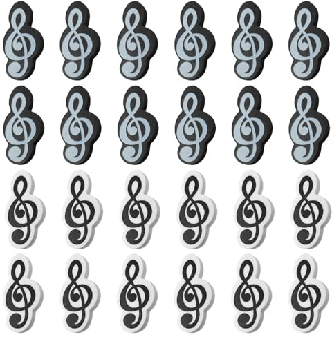 SyiXute 24 delar musikformade suddgummi, raderbar penna, TPR minisuddgummin för hemmakontor, skolmaterial, klassrumsbelöningar