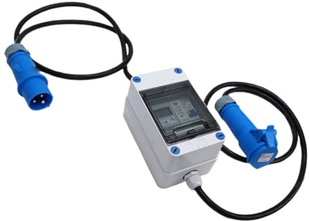 Tissting Compteur d'énergie Mobile 16A Prise CEE - Compteur électrique Portable avec Protection Contre Les fuites pour Camping Car, extérieur, Maison