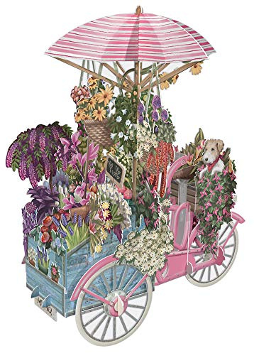 Me & McQ 3D Grußkarte – Motiv Blumenstand-Fahrrad