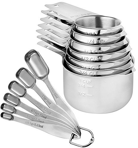 Enjoyall Tasses à mesurer, Lot DE 13 Cuillere Mesure Tasse Mesure Cuisine avec Poignée en INOX pour Cuisson,Professionnel Ustensiles