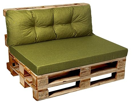 Garden Factory Palettenkissen Palettenauflagen Sitzkissen, Rückenlehne, Set, Gesteppt + Flach (Set (Sitzkissen 120x60+Rückenlehne 120x40), Limette)