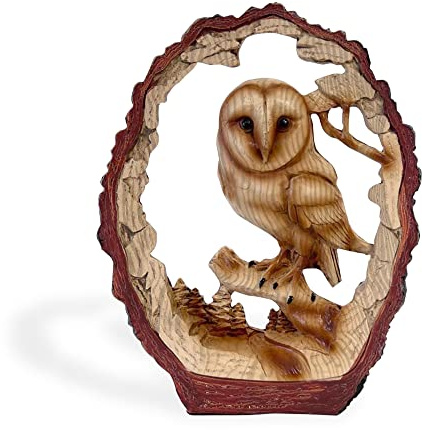 Free Standing Graceful Owl on Log Decorative Ornament