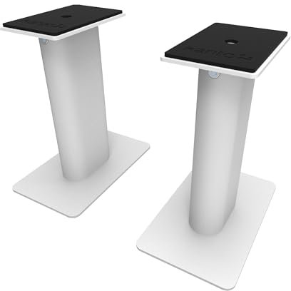Kanto SP9W Desktop Speaker Stands for Small/Medium Bookshelf Speakers & Compact/Mid-Size 2”-4” Studio Monitors 8.3 Tall Pair White