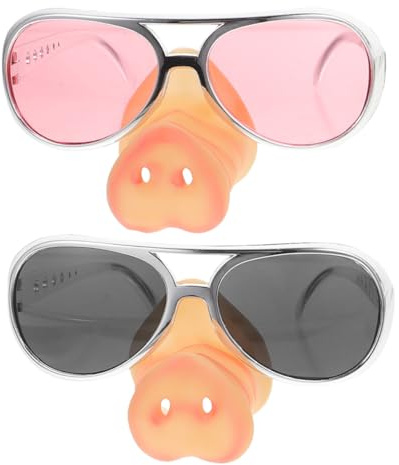 Nase Brillen verkleiden Sich Kostüm Requisiten Partei liefert für Halloween 2 Stück (pink + Silber)