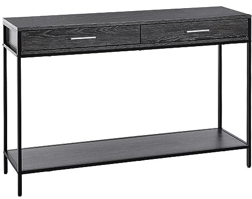 HOMCOM Konsolentisch Eingangstisch Beistelltisch 2 Schubladen Unterregal Stahl Grau 120 x 30 x 81,5 cm
