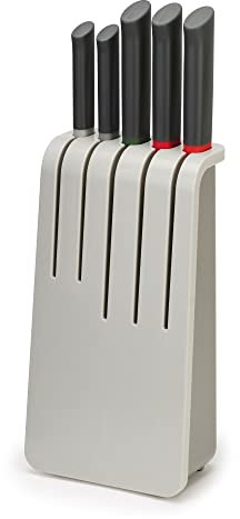 Joseph Joseph Duo - Juego de 5 cuchillos de cocina de acero inoxidable con bloque, Gris