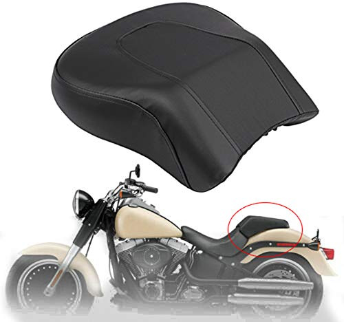 Bid4ze Black Leather Rear Passenger Seat Pillion Back Pad Compatible With Harley FLSTF Fat Boy 2007-2017