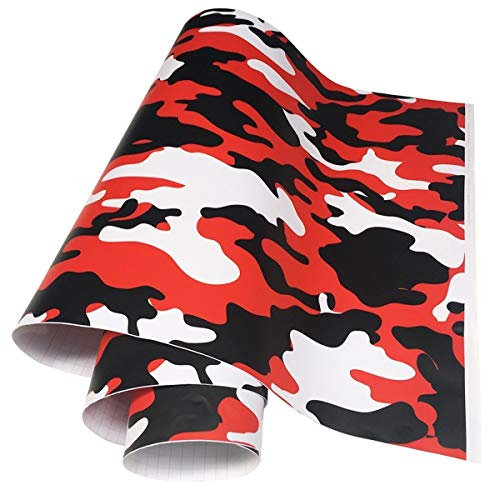 LKXHarleya Rot Camo Autofolie Aufkleber Adhesive Auto Vinylfolie Fahrzeug Lackschutzfolie Tarnung Vinyl Aufkleber für Auto Bike Motorrad Boot Laptop, 50x200cm