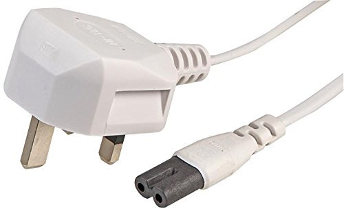 Pro Elec PEL00422 - Cavo di alimentazione da spina UK a IEC C7 figura 8, 1 m, colore: Bianco