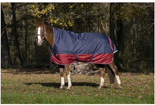 Stalldecke Highneck 1200D TYREX EquiTheme Marineblau/Bordeauxrot 155cm