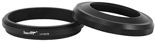 Haoge LH-X51B 2in1 Ultradünne Metall Gegenlichtblende Sonnenblende mit 49mm Adapterring für Fujifilm X100VI Fuji FinePix X100V Kamera Objektiv Schwarz