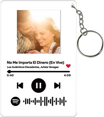 VEELU Llavero de Placa Spotify Foto Personalizado | Cristal Spotify Cancion Personalizada | Arte de Vidrio Metacrilato Tablero Musical Personalizado| Regalos Personalizados para Novio Novia
