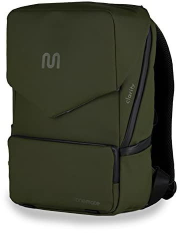 onemate – Rucksack clarity mit diversen Fächern & Features für Ordnung im Alltag – stoßsicheres Laptopfach – 99% aus recycelten Plastikflaschen – robust & wasserdicht (15L)