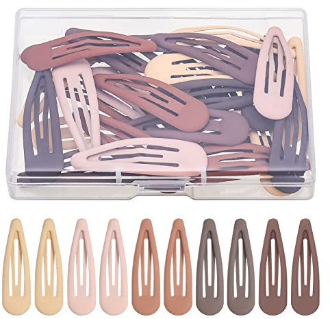 FANTESI 30 Stück Haarspangen Mädchen, 5cm Kinderhaarspange Haarspange Hair Clip mit Box Snap Haarspangen für Mädchen Kinder, Mehrfarbig