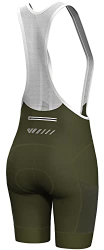 Lo.gas Fahrradhose Damen Gepolstert Mit TräGer Fahrrad TräGerhose Damen Bib Shorts Fahrradhose Schnell Trocknende StoßFeste Fahrradunterhose Mit 4d Polster Tasche Pitch Grün XL