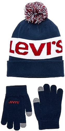 Levi's Unisex LAN and Glove Set 9A8550 Beanie-Mütze, Dress Blues, Einheitsgröße