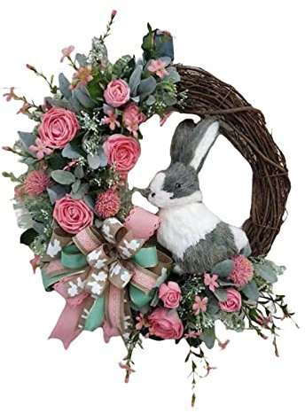 perfk Ghirlande Pasquali, Ghirlanda Primaverile, Ghirlande di Coniglio, Decorazione Naturale per Pasqua, Ghirlanda Appesa a Fiocco per La Porta D'ingresso della Finestra della Festa di Casa