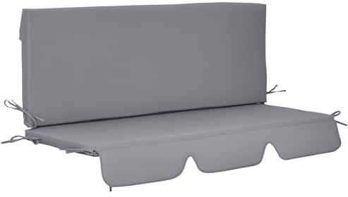 Outsunny Cojín para Columpio de 2 Piezas 130x45x5 cm Cojín para Balancín Cojín de Asiento y Respaldo Acolchado para Jardín Terraza Balcón Exterior Gris