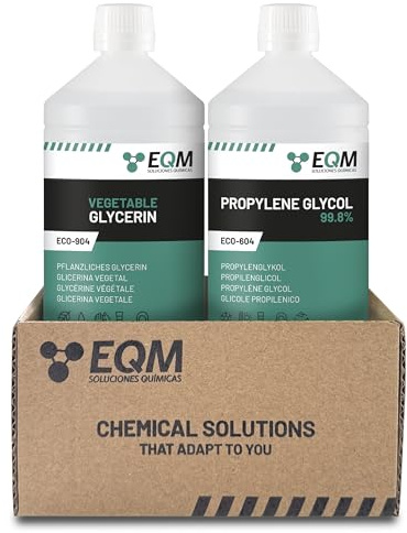 EQM - ECO-905 - Glycerin + Propylenglykol 2x1L - Pharmaqualität 99,5%+ | Hohe Reinheit - Pflanzliches Glycerin - Für Cremes, Lotionen, Gele & Balsame