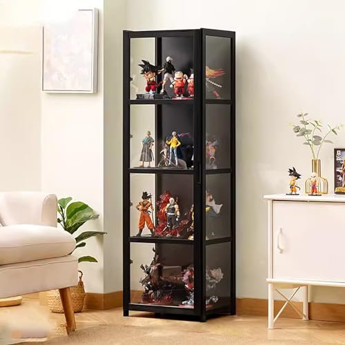 KUYATE Antiker Schrank mit Acryltür und Glas. Antiker Schrank mit Glastür, Doppeltür-Design für Bequeme Aufbewahrung, versiegelt und staubdicht, leicht zu reinigen 42x33x130cm/L16.5xW13xH51.2in Black