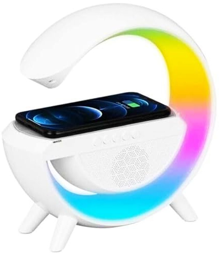 GC GLOBALCOMMERCE Lampada da Tavolo LED Luce Notturna con Cassa Altoparlante Speaker Bluetooth e Ricarica Wireless