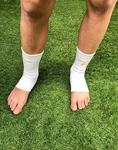 Tobillera de compresión deportiva, Tobillo esguince, Férula de tobillo Banda, Fútbol, Running, Carreras, Musculación, Recuperación, Dolor, Hombres, Mujeres, Niños (par tobillere niño blanco)