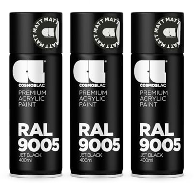 COSMOS LAC Sprühlack Sprühdose - 400ml - Sprühfarbe für den DIY-Bereich, geeignet für alle Oberflächen - Lackspray (3, RAL 9005 - schwarz matt)