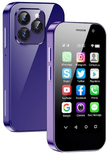 Hipipooo Mini smartphone, upplåst, 4G-mobiltelefon, 3,0 tum, dubbla SIM, 2 600 mAh batteri, 2 MP + 5 MP kamera, ansiktsigenkänning (2 GB + 16 GB)