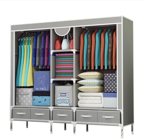 Anmas Power Armario de tela con cajones, 185 x 45 x 175 cm