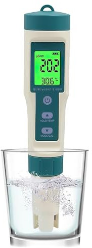 OBEST 8 in 1 Digital Water Quality Tester, TDS Meter/PH//EC/Salinity/Temp Meter, 0.01 Resolution High Accuracy Pen Type Tester for Pool, Aquarium, Sea Water Salinity, Drinking Water, Spas