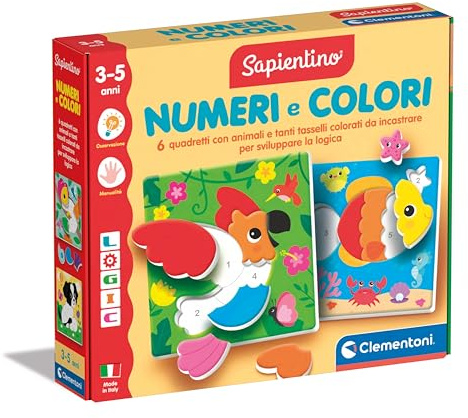Clementoni Sapientino - Logic Numeri e Colori, Gioco Educativo Bambini 3-5 Anni con Puzzle a Incastro per Riconoscere Cifre e Colorazioni, Made in Italy, Lingua Italiana, 16871