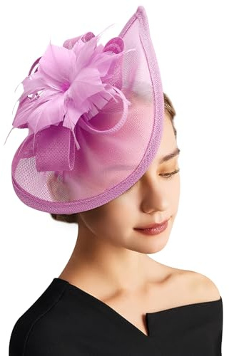 DRESHOW Fascinator Hatt Teparty Hatt Vintage Pillbox Hatt Pannband Cocktail Huvudbonad för Flickor och Kvinnor