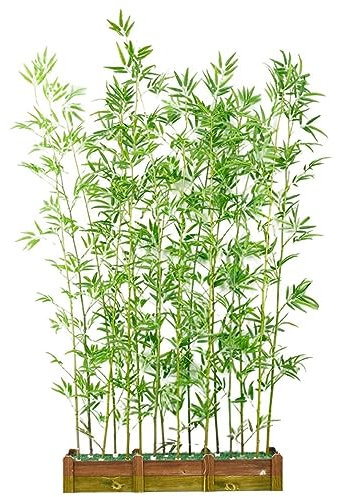 Künstliche Bambuspflanze, künstliche grüne Pflanze, Bambus-Ornamente, Pergola, Terrasse, Garten, Raumteiler, Außen-Landschaftsdekoration, Zaun, Holzsockel (Farbe: 5,9 Fuß/1,8 m H, Größe: 50