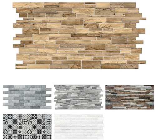 MDEKOR Revêtement mural en PVC 48,5 x 96 cm - Panneaux muraux 3D pour cuisine, salle de bain et plus - Facile à coller et à nettoyer - Panneaux décoratifs pour décoration murale intérieure