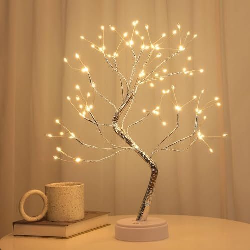 SHATCHI 50cm Twig Tree Lamp - 108 LEDs Warm White Birch USB/Battery Operated Tabletop Bonsai Tree for Christmas Decorations