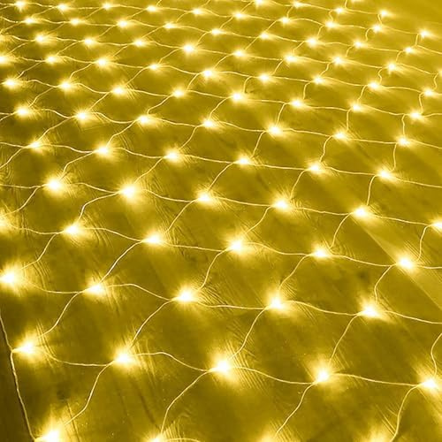 Luces Led de Red Navideñas con 8 Modos, Luces de Malla Conectables, Luces de Cadena Impermeables de Decoraciones Al Aire Libre para árboles de Navidad Arbustos Jardín(3m x 2m 200led, Yellow)