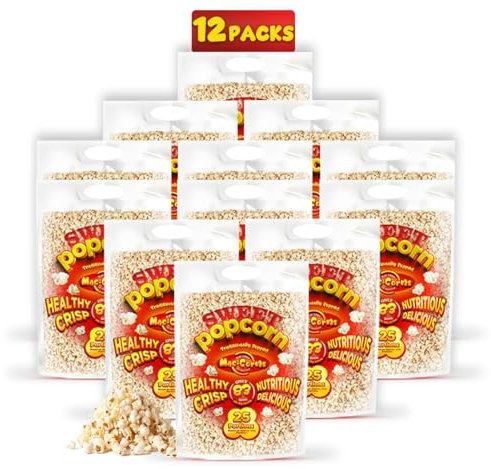 MacCorns Sweet Popcorn Mega Pack | 1kg Resealable Carrier Pack of Sweet Popcorn | Crispy & Delicious Sugar-Coated Vegan | Ideal For Parties & Movie Nights | Free of Nuts & Dairy - Pack of 12