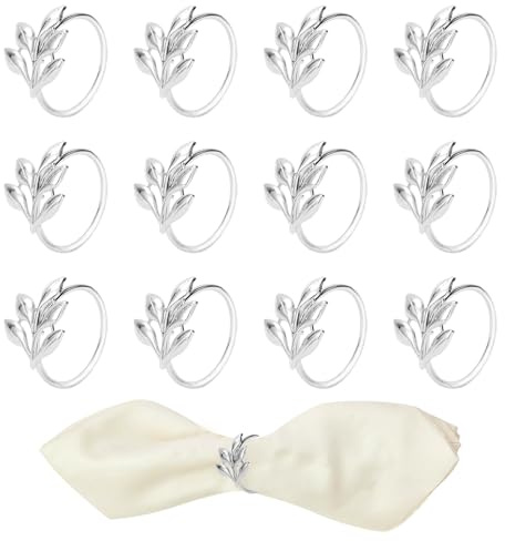 Napkin Rings,12 PCS Silver Napkin Rings Set,Table Decoration Napkins Rings,Table Decoration
