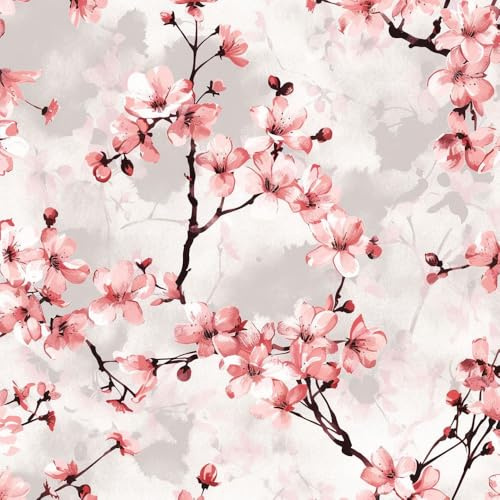 JIAOQSS Klebefolie Möbelfolie Tapete Rosa Kirschblüten Mustertapete Muster Möbel Folie Wandbelag Selbstklebend Wasserdicht Vinyl Klebefolie für Schlafzimmer Wohnzimmer Wand Möbel