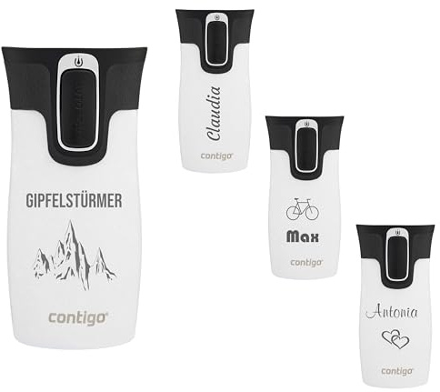 Contigo West Loop Mini Autoseal Thermal Mug with Engraving - Name Stainless Steel Insulated Mug, Travel Mug, Coffee Mug to Go, Leak-Proof, 300 ml (Salt)
