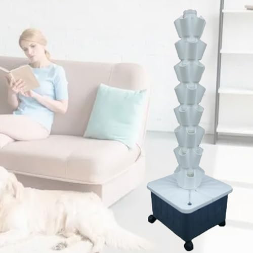 Vertical Hydroponic Tower,Soilless Cultivation Hydroponic Planting Columns,Hydroponics Garden Grow Tower,for Indoor/Outdoor Planting Equipment,White-8-layer
