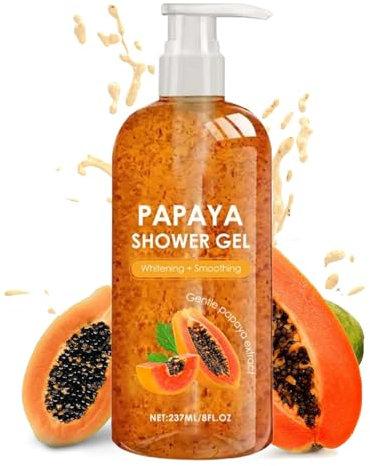 Brightening Body Wash Papaya 237ml,Savon liquide à la papaye,savon eclaircissant peau noir rapide et efficace,Douche Revitalisante et Exfoliante à la Papaye - Rafraîchissante et Fruitée