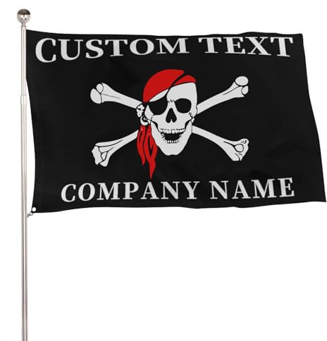 Drapeau personnalisé en forme de crâne de pirate - Bannière nautique personnalisée pour décoration extérieure et intérieure - Pour cour et extérieur